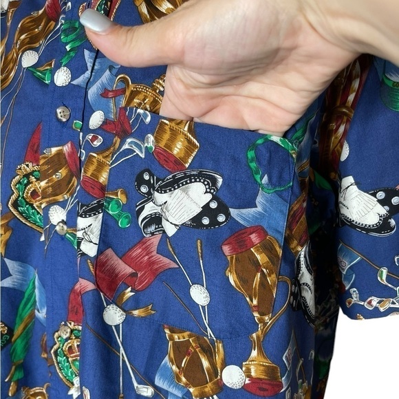 Vintage Golf PLEATS Button Down Long Sleeve Men’s Collared Shirt Size Large - Picture 2 of 12